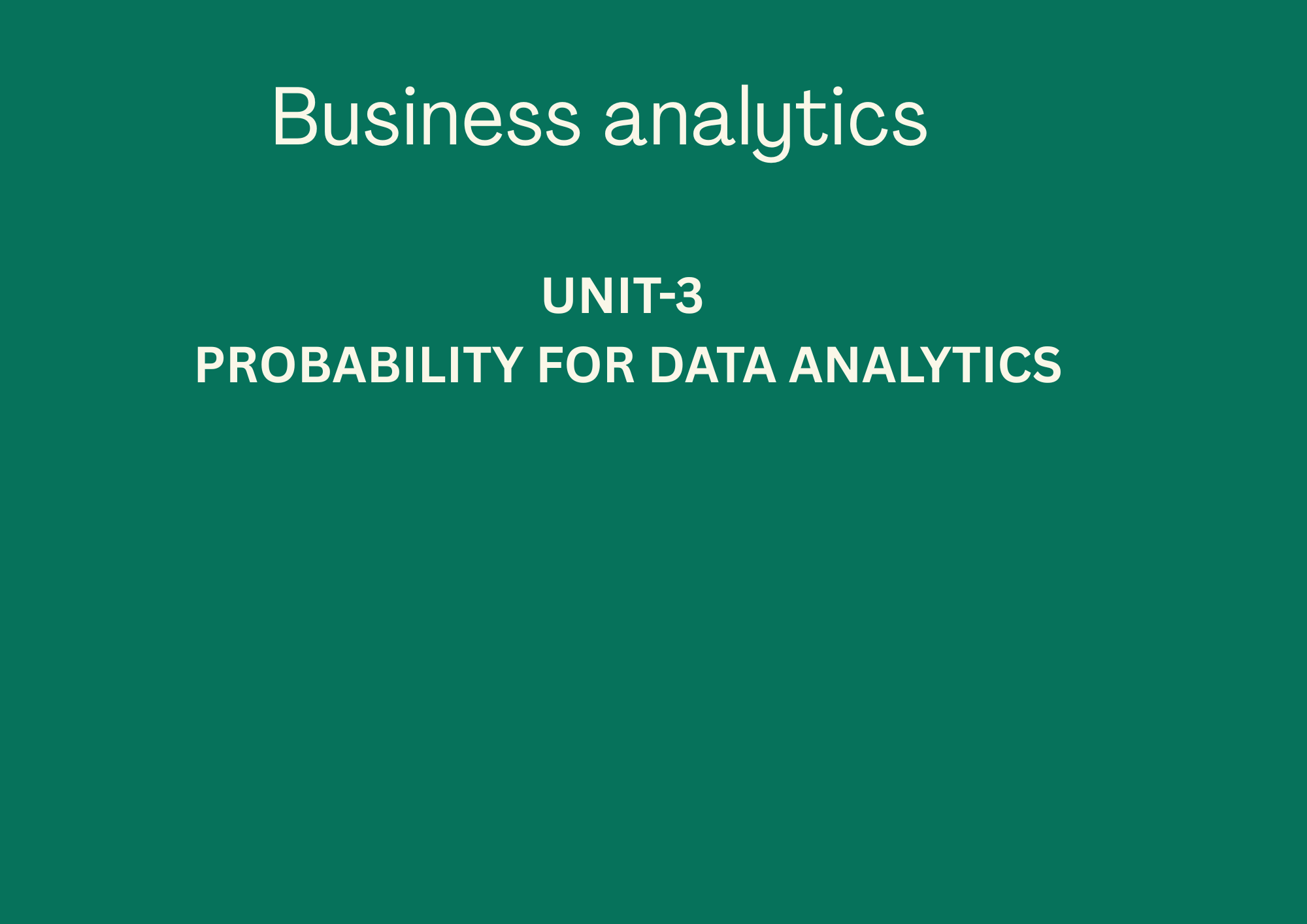 BUSINESS ANALYTICS